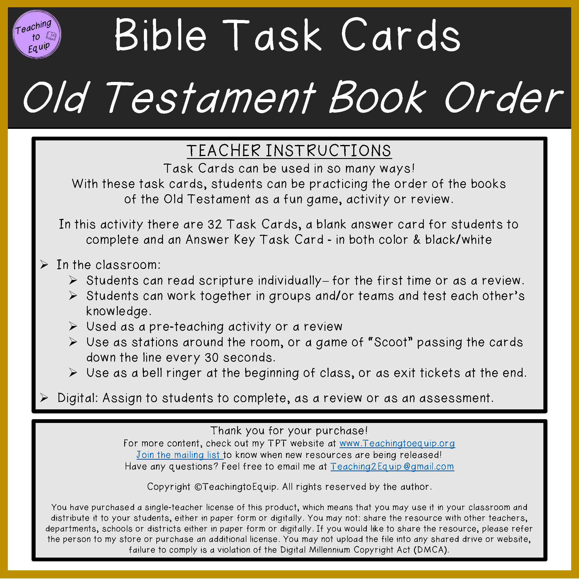 All :: Old Testament Bible Book Order Trivia Cards Activity - TeacherContent